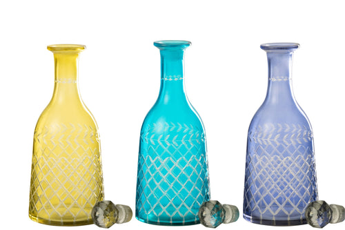 J-Line decoratie Flessen Tarifa - glas - mix - large - 3 stuks