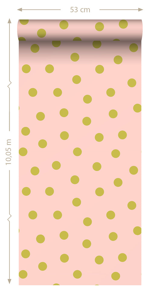 ESTAhome behang stippen roze en groen - 50 x 900 cm - 131576 - vtwonen shop