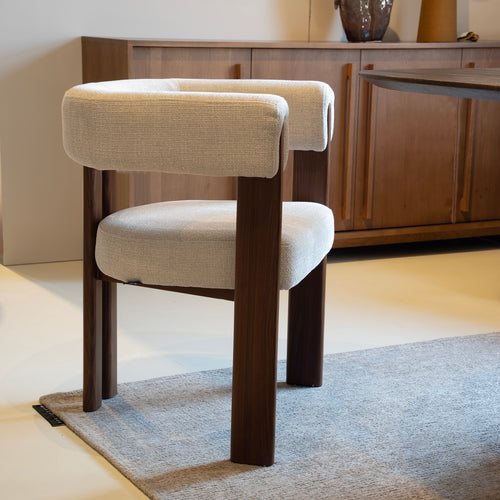 DÉJA Living Eetkamerstoel Aragon - Beige/Walnoot - Zithoogte 46cm - Set van 2