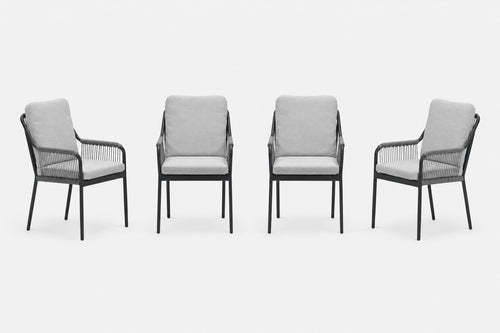 Garden Impressions Raxa tuinstoelen set van 4 – carbon black / rope taupe