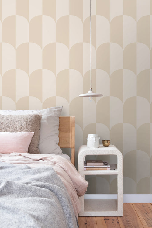 ESTAhome behang art deco bogen beige en zandkleurig - 53 cm x 10.05 m - 139991