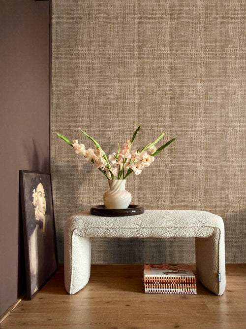 Origin Wallcoverings behang geweven linnenstructuur beige bruin - 50 x 900 cm - 348049