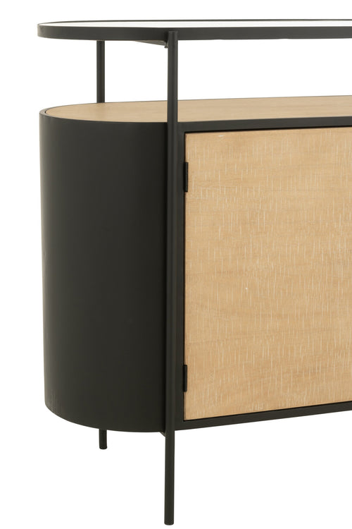 J-Line kast Ovy - ijzer - naturel/zwart