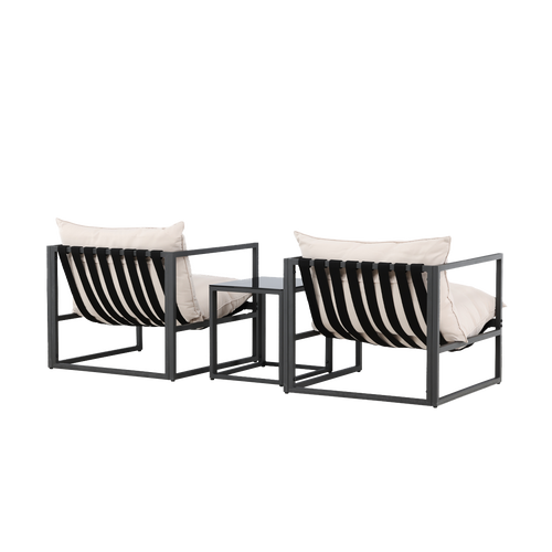 Nest outdoor Ebba Loungeset 3 Delig Met Zitkussens - Zwart - vtwonen shop