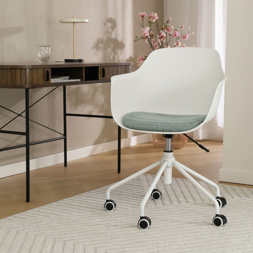 Nolon Nout-Liz Bureaustoel Wit - Zacht Groen Kussen - Wit Onderstel - vtwonen shop
