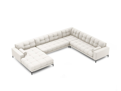 Cosmopolitan Design Panoramische hoekbank rechts Bali 7-zits, structurele stof, lichtbeige - 256x327x75cm
