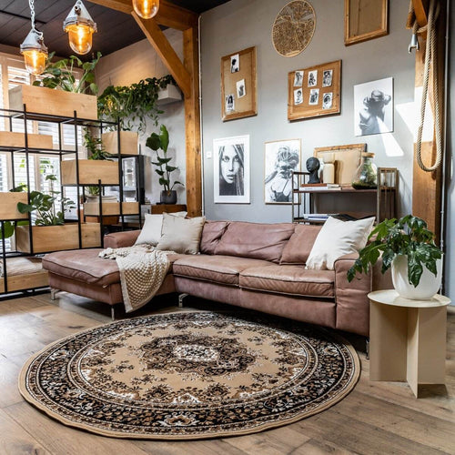 Interieur05 Vintage Vloerkleed Bruin Rond - Perzisch - Retro - Nain - 200 x 200 cm - vtwonen shop