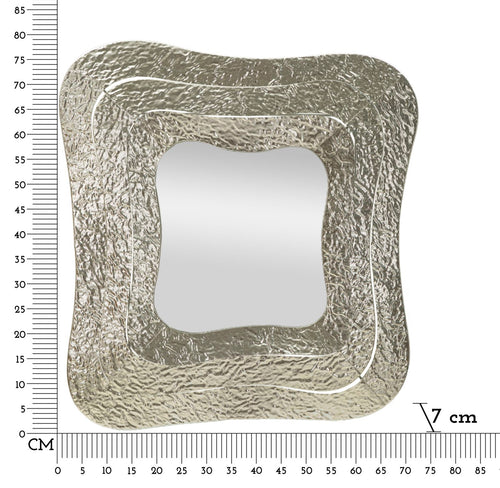 Vierkant wandspiegel van zilver metaal 74x7x79 cm