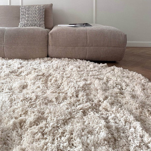 Organisch Hoogpolig Vloerkleed Pilo Ivoor Wit Polyester Interieur05
