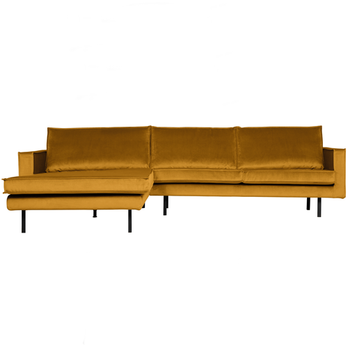 BePureHome chaise longue links Rodeo - Velvet - Oker - 85x300x155 - vtwonen shop