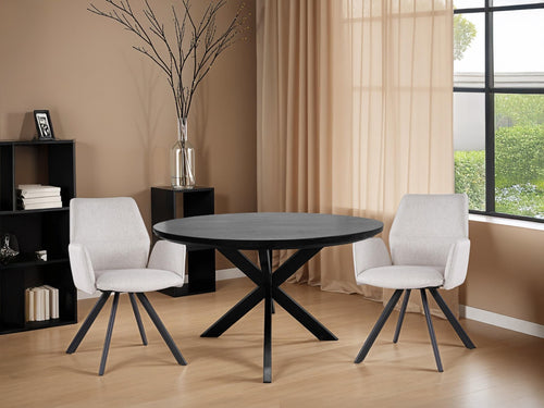 Livingfurn eetkamertafel Jesper Round - 130cm - mangohout - zwart