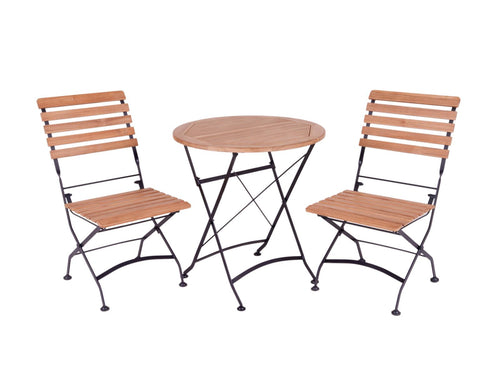 MaximaVida inklapbare ronde acacia bistroset Toscana 70 cm zwart - stoelen zonder armleuning