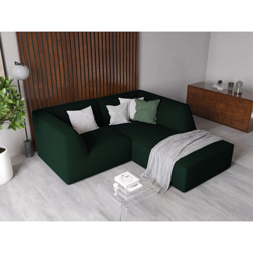 Cosmopolitan Design - Modulaire hoekbank rechts Siena 3-zits, flueel flessengroen - 180x186x69cm