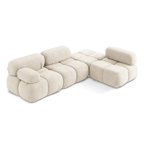 LaMiaSofa hoekbank rechts Sanremo - chenille stof - lichtbeige - 285x190x70