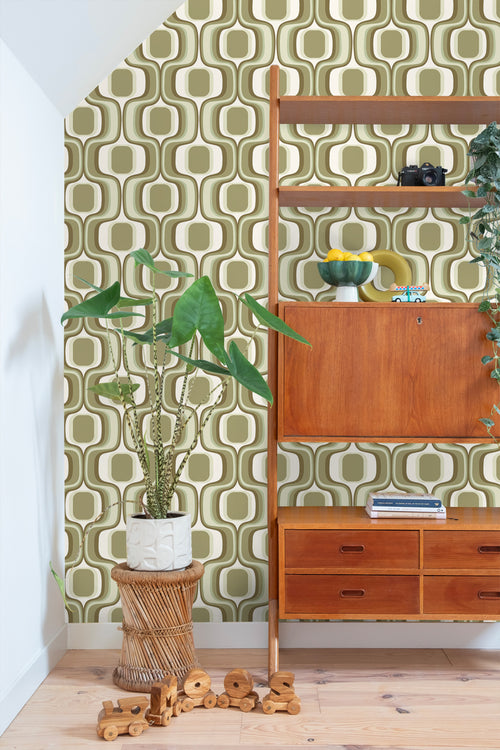 ESTAhome behang retro ornamenten groen - 50 x 900 cm - 131586 - vtwonen shop