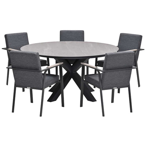 Garden Impressions tuinset Angela - Duuk - donker grijs - Ø150 cm - 6-delig