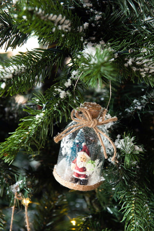 J-Line hanger Fles met kerstfiguur - glas - transparant - doos van 6