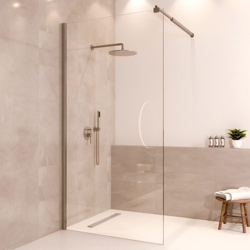 LOMAZOO douchewand Lima - inloopdouche - anti kalk nano coating - helder glas - 8 mm - chroom - 100 x 200 cm