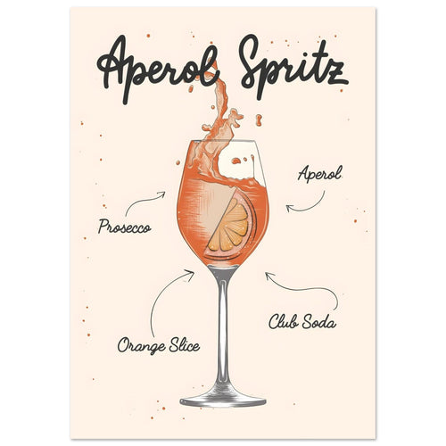 Artfulprints  Aperol Spritz cocktail II – Illustratie   poster A4 21x29.7 cm - vtwonen shop