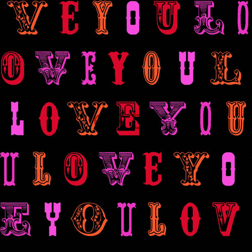 ESTAhome behang love you - quotes zwart en roze - 53 cm x 10.05 m - 136837