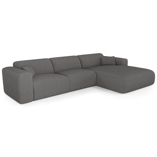 Sia Home - Rechte hoekbanken MYRA - Bouclette stof - Grafiet grijs - 299cm