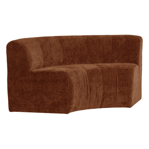 WOOOD eetbank halfronde hoek rugleuning Mojo Base - Rib - R.bruin - 83x152x76