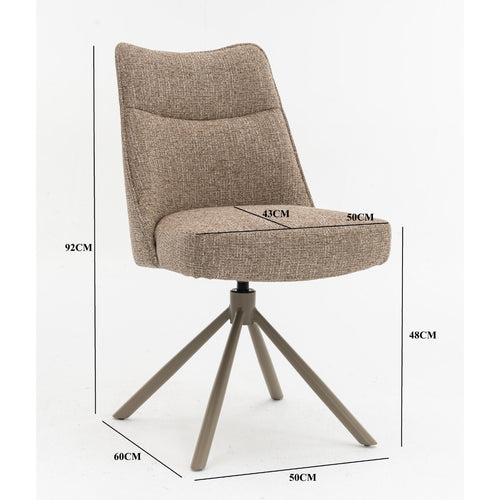 DÉJA Living Eetkamerstoel Meau - Taupe/Taupe - Draaibaar - Set van 2 - vtwonen shop