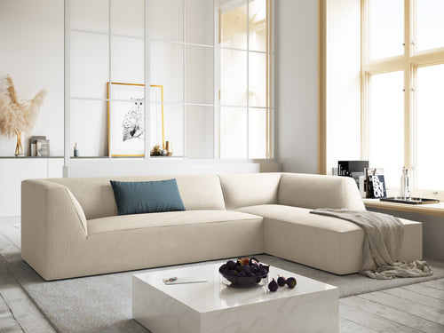 Micadoni rechter hoekbank Ruby 4-zits, ribfluwelen, lichtbeige - 180x273x69cm