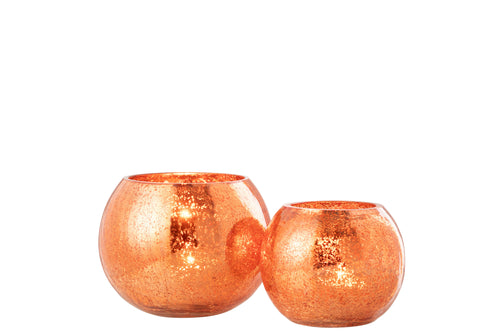 J-Line theelichthouder Bal Craquelé - glas - goud - large - vtwonen shop