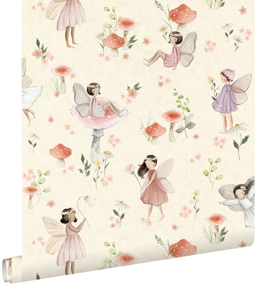 ESTAhome behang elfjes roze en beige - 50 x 900 cm - 131342 - vtwonen shop