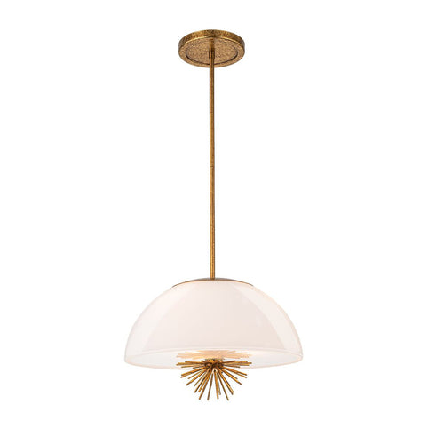 Kuppel-Anhänger-Deckenleuchte, modern, Antik-Gold, 3 x E14