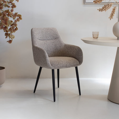 DÉJA Living Eetkamerstoel Noé - Taupe/Zwart - Zithoogte 47cm - Set van 2 - vtwonen shop