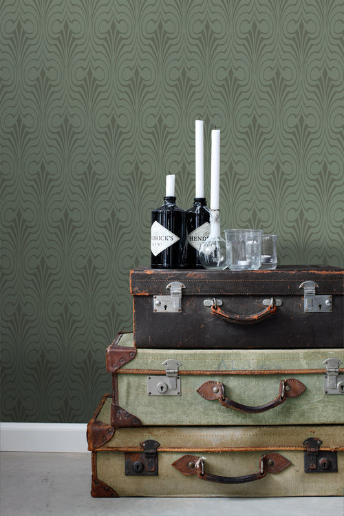 ESTAhome behang grafische vorm vergrijsd groen - 50 x 900 cm - 139636 - vtwonen shop