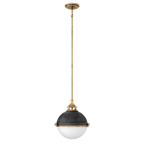 Fletcher Hinkley 2-lichts hanglamp verouderd zink met Heritage messing