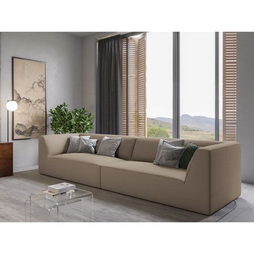 Cosmopolitan Design - Bank Siena 4-zits, structurele stof donkerbeige - 93x302x69cm