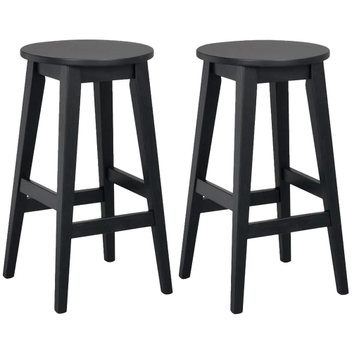 Rowico Home Austin houten barkruk zwart - 65 cm - Set van 2
