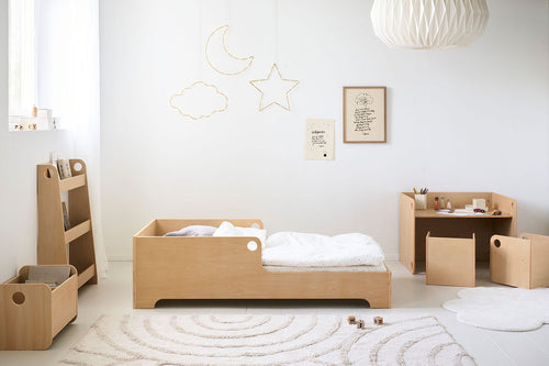 Petite Amélie Peuterbed Ellipse – 70x140 cm – Naturel – Vloerbed met uitvalbescherming – Montessori-geïnspireerd - vtwonen shop