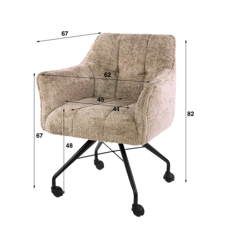 Giga Meubel Eetkamerstoel Alura - Zand - Incl. Wieltjes - Set van 2 - vtwonen shop