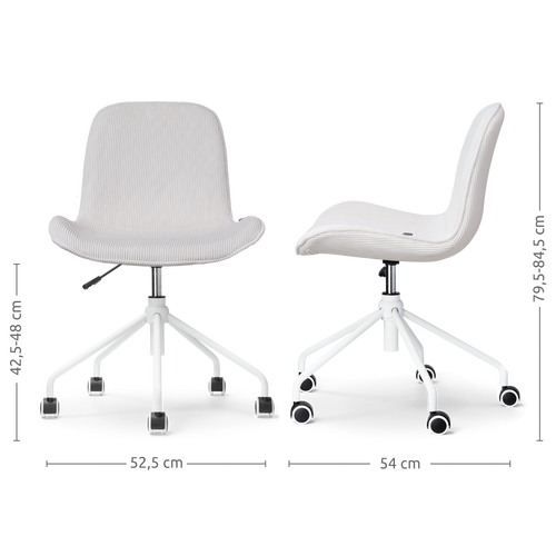 Nolon Nout-Fé Bureaustoelen Set van 2 - Rib Crème - Wit Onderstel