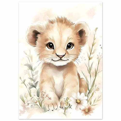 Artfulprints  Leeuwtje in bloemenweide   poster 50x70 cm - vtwonen shop