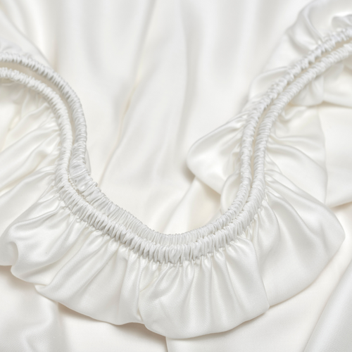 Coco & Cici - Tencel Sateen Hoeslaken 200 x 210 cm - 2 Persoons Beddengoed - Lyocell - Elastiek Rondom - Off White - Extra Zacht