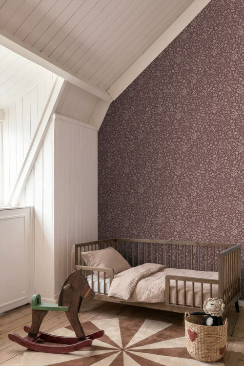 ESTAhome behang bloemetjes mauve paars - 50 x 900 cm - 132233