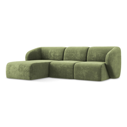 LaMiaSofa hoekbank links Cervo - chenille stof - groente - 248x166x93