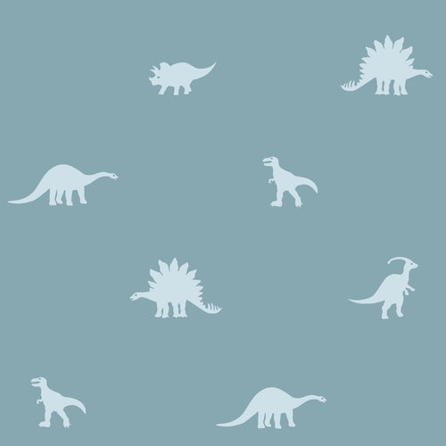 ESTAhome behang dinosaurussen lichtblauw - 50 x 900 cm - 131803