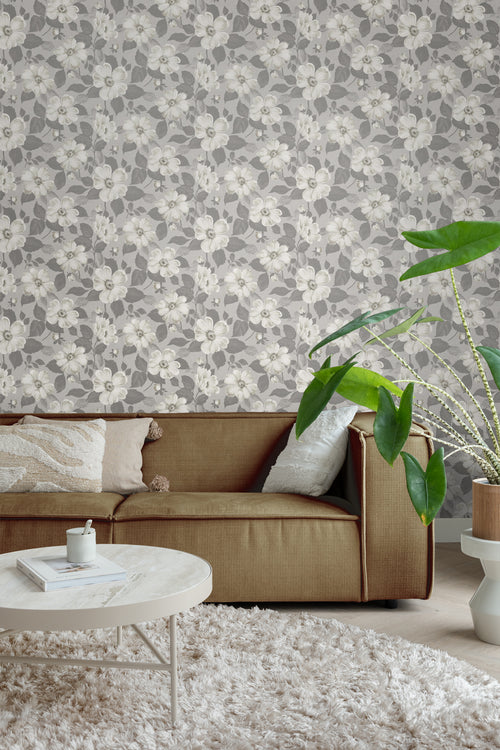 Borastapeter behang bloemen grijs - 53 cm x 10.05 m - 660538 - vtwonen shop