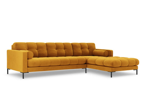 Cosmopolitan Design rechter hoekbank Bali 5-zits, flueel, geel - 185x293x75cm