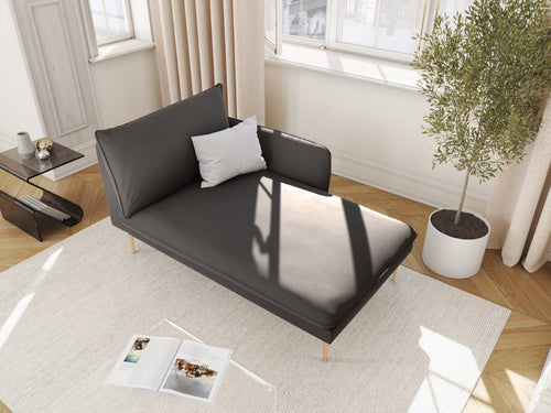 Cosmopolitan Design rechter chaise longue Vienna flueel, donkergrijs - 170x110x95cm