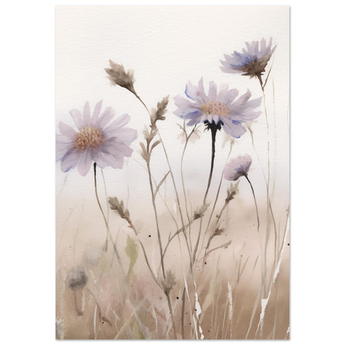 Artfulprints Poster met Lijst Flower aquarel 1   - 70x100 cm - Taupe