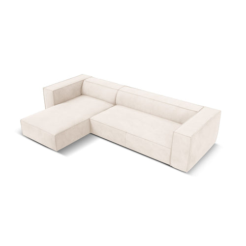 Cosmopolitan Design - Linker hoekbank Turin 5-zits, structurele stof lichtbeige - 173x290x68cm