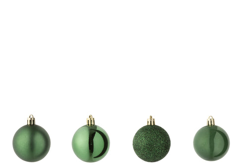 J-Line kerstbal - kunststof - smaragdgroen - doos van 40